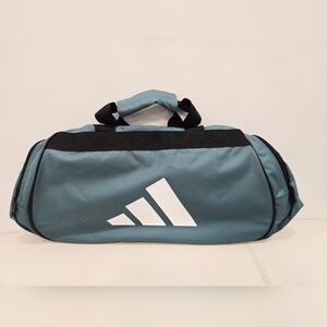Adidas Teal Green Blue Black Duffel Bag Sport Active Fitness Travel Size 26x18